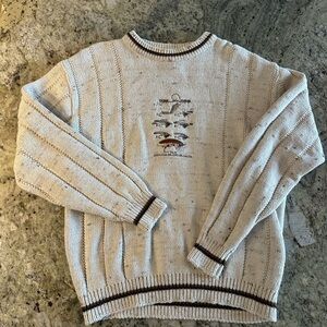 St. John's Bay Cream Sweater with Brown Trim